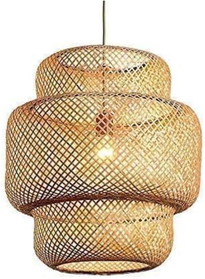 مصباح سقف معلق يدوي الصنع من الخيزران الطبيعي | نجفة خشبية بتصميم بوهيمي ريفي | إضاءة ديكور عصرية ومميزة للمنزل 50 سم - Image 4