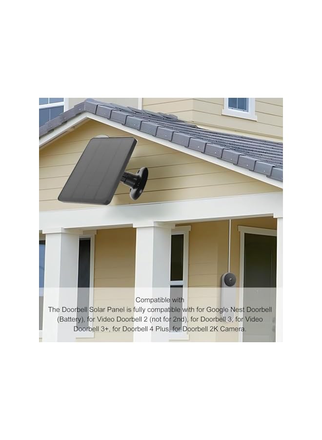 erorex 10W Solar Panel for Doorbell, Solar Panel for/Eufy Doorbell, Video Doorbell 2, Doorbell 3, Video Doorbell 3+, Doorbell 4 Plus, Doorbell 2K Camera (CSP4W-U-B)  - Image 3
