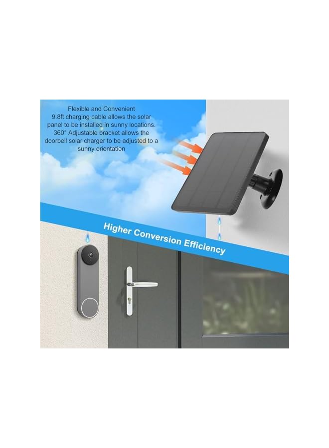 erorex 10W Solar Panel for Doorbell, Solar Panel for/Eufy Doorbell, Video Doorbell 2, Doorbell 3, Video Doorbell 3+, Doorbell 4 Plus, Doorbell 2K Camera (CSP4W-U-B)  - Image 5