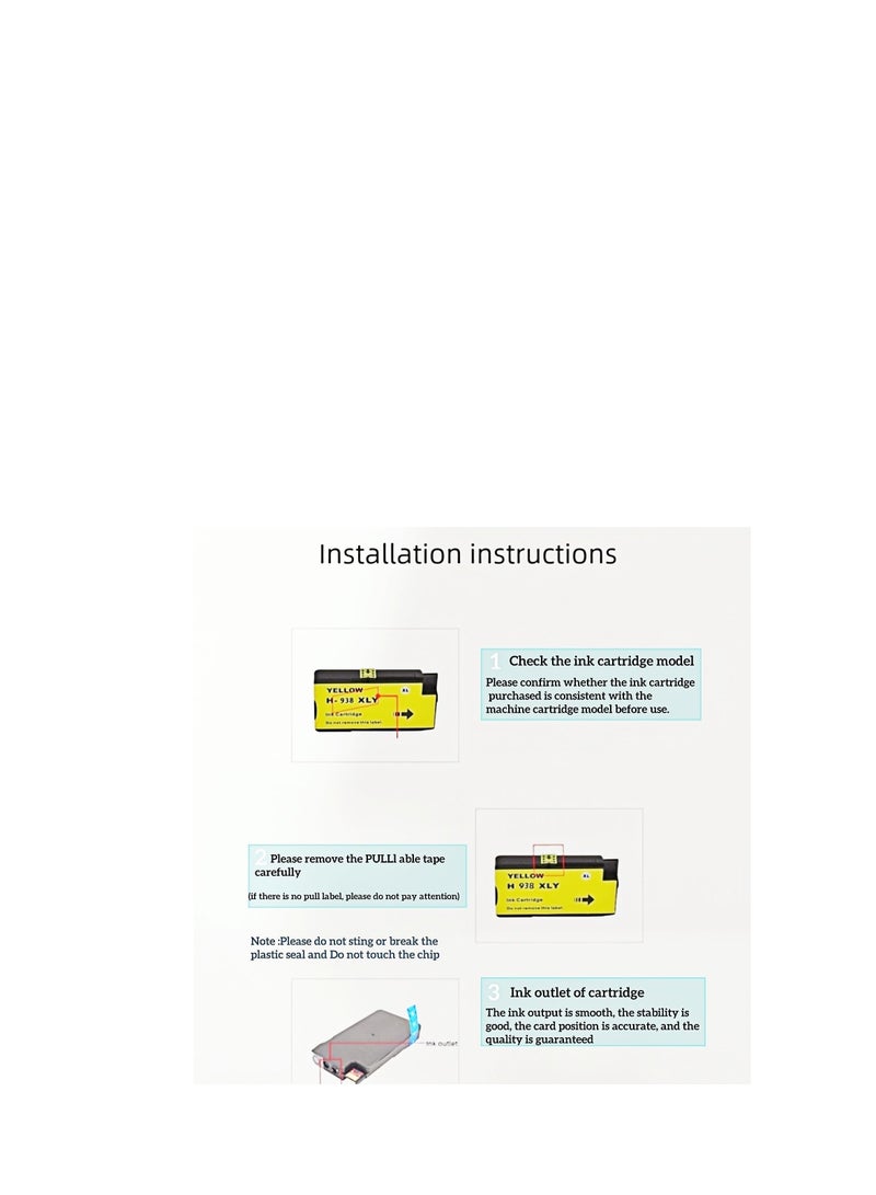 Terabyte 938 Ink Cartridge compactible for HP OfficeJet Pro 9110, 9120, 9130, 9123, 9720,9730, 9120b, 9730, 9110b, 9130b,OJ9110b printer Black/Magenta/Cyan/Yellow 4-Pack - Image 4