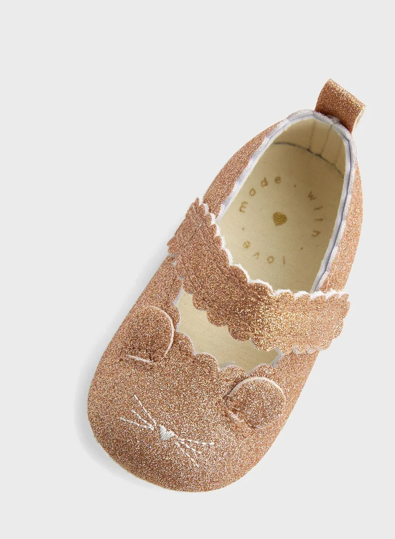 mothercare Gold Glitter Pram Shoes