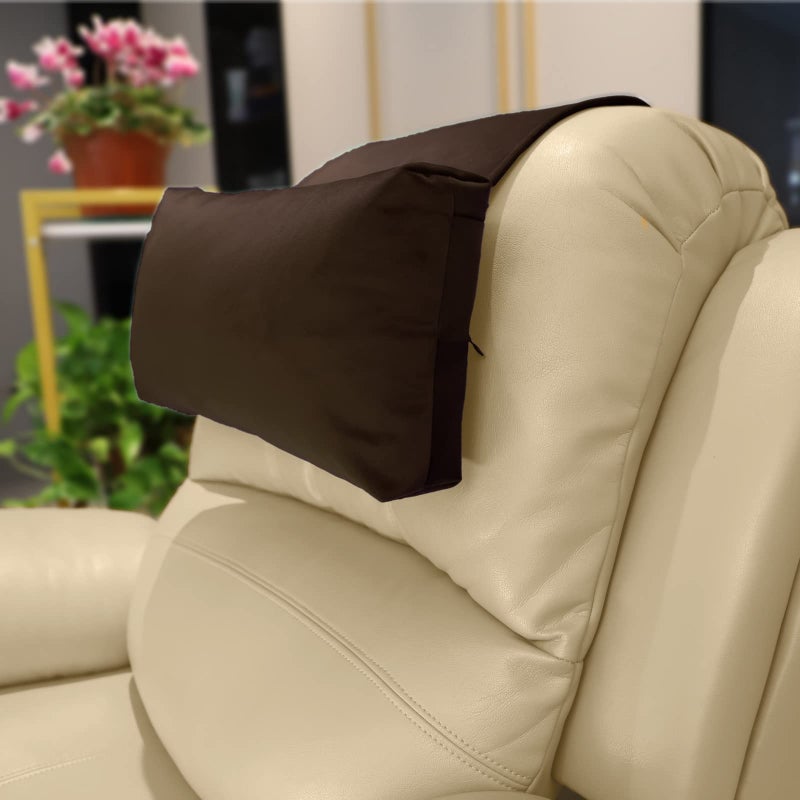 AmazeCov Headrest Pillow with Pearl Cotton Filling  NonSlip Headrest Cushion for Recliners Sofas and Loveseats Chocolate