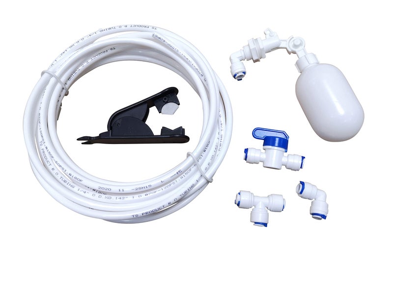 GREDIA 1/4" inch Quick Connect Water Purifiers Tube Fittings RO Reverse Osmosis System(Ball Valve+L+T Type)+ Water Float Ball Valve + PVC Pipe Hose Cutter + 5 Meters/16 Feet Tubing Pipe (White) - Image 1