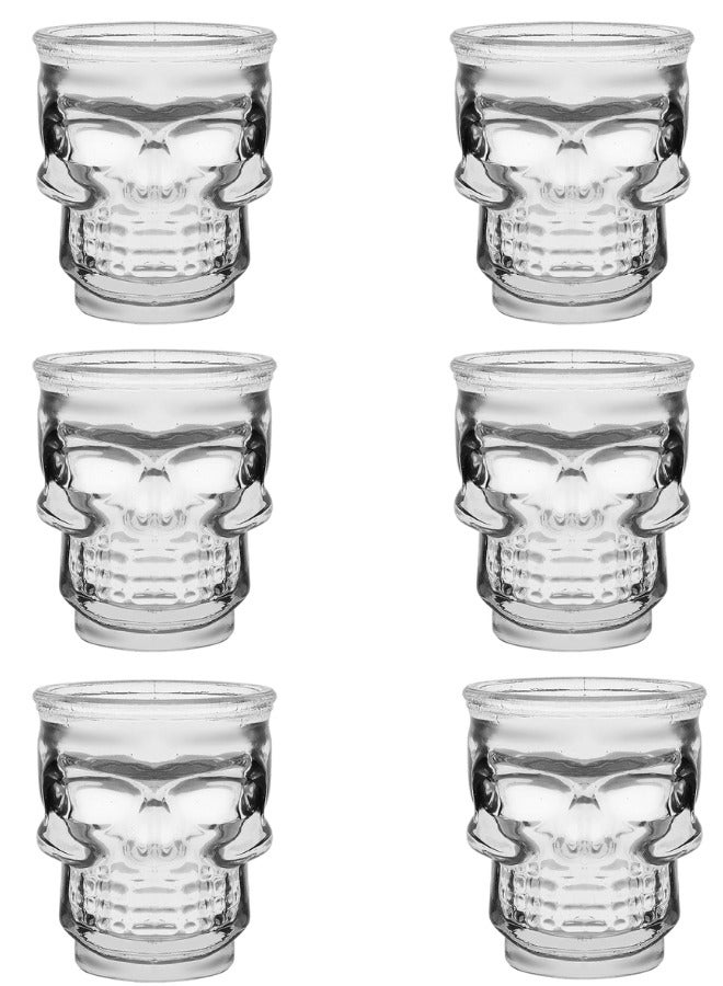 FALMER Set Of 6 Skull Design Mugs, 300ml Capacity, For Hot And Cold Drinks, Freezer Safe, Skull Embossed Design  - Image 1