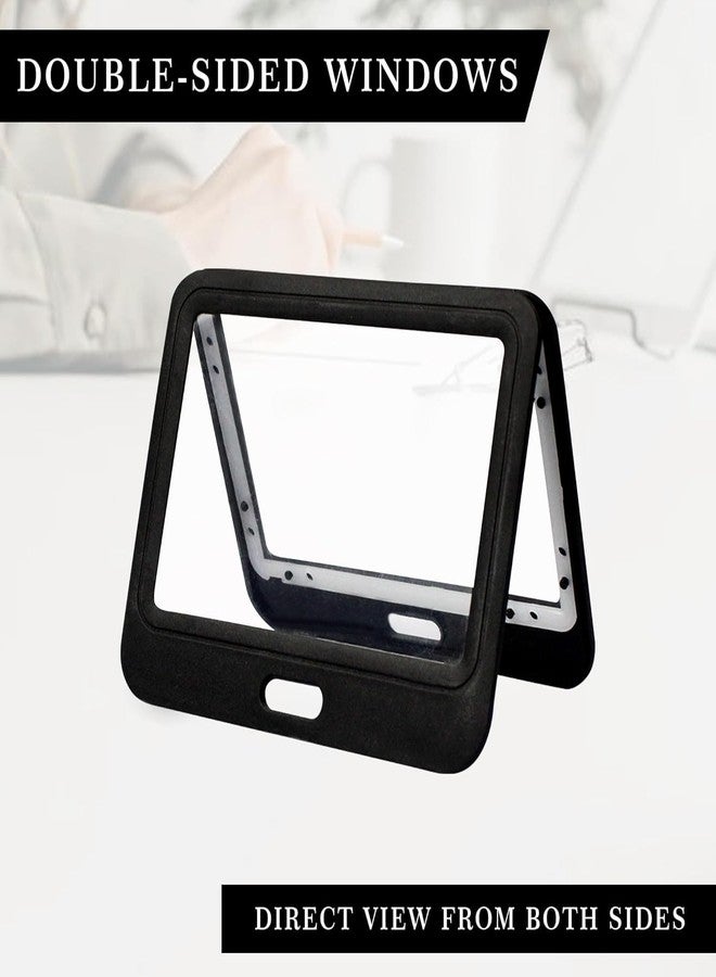 LC Plastic ID Card Holder, Double Sides Visible, Waterproof Unisex ID Card Holder Case for Office, School & Colleges, Clamshell PP Card Holder (50, Black, for Horizontal Card (54 mm x 86 mm)) - Image 3