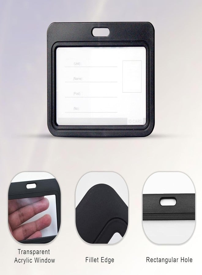 LC Plastic ID Card Holder, Double Sides Visible, Waterproof Unisex ID Card Holder Case for Office, School & Colleges, Clamshell PP Card Holder (50, Black, for Horizontal Card (54 mm x 86 mm)) - Image 4