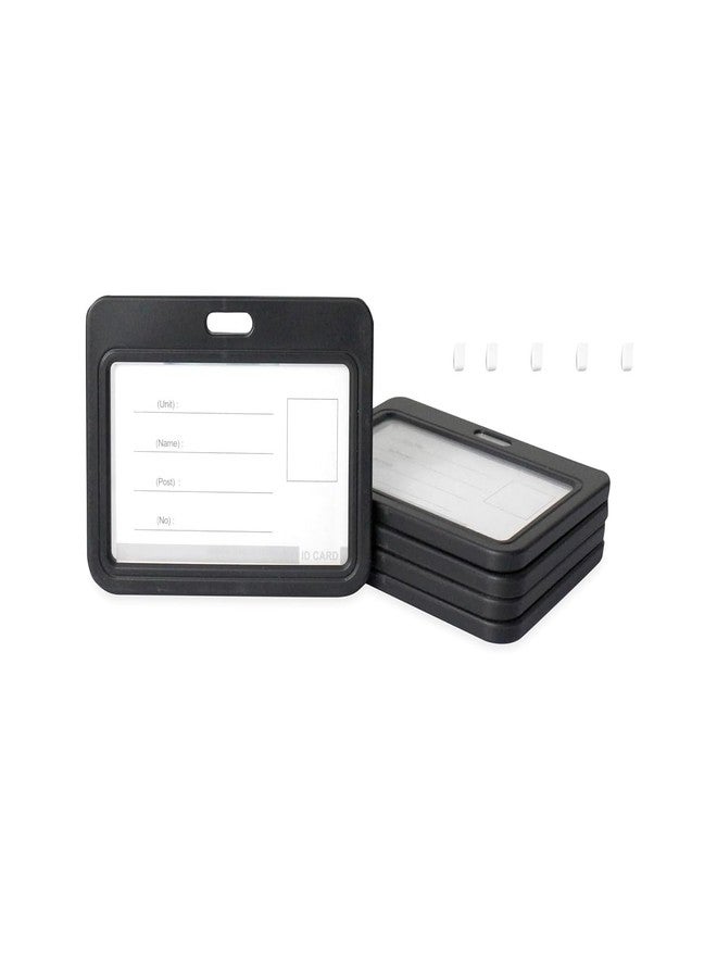 LC Plastic ID Card Holder, Double Sides Visible, Waterproof Unisex ID Card Holder Case for Office, School & Colleges, Clamshell PP Card Holder (50, Black, for Horizontal Card (54 mm x 86 mm)) - Image 1