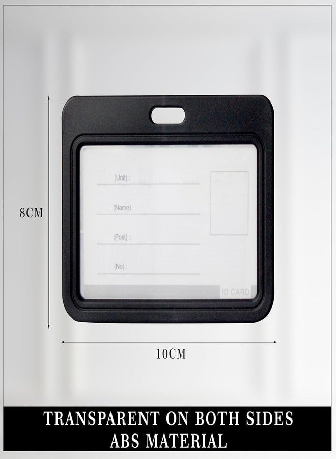 LC Plastic ID Card Holder, Double Sides Visible, Waterproof Unisex ID Card Holder Case for Office, School & Colleges, Clamshell PP Card Holder (50, Black, for Horizontal Card (54 mm x 86 mm)) - Image 2