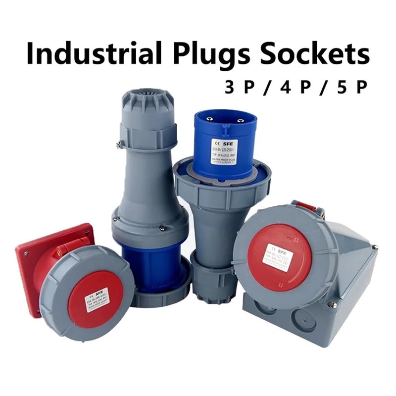 63A 125A IP67 220V 380V Industrial Male Female Plug and Socket 3P/4P/5P Electrical ConnectorWall Mounted(Mounted,63A-5P) - Image 2
