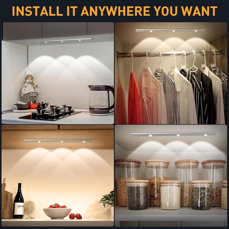 RAZZES Under Cabinet Light 40 cm Motion Sensor Dimmable USB Rechargeable Wireless Set of 1 - Image 2