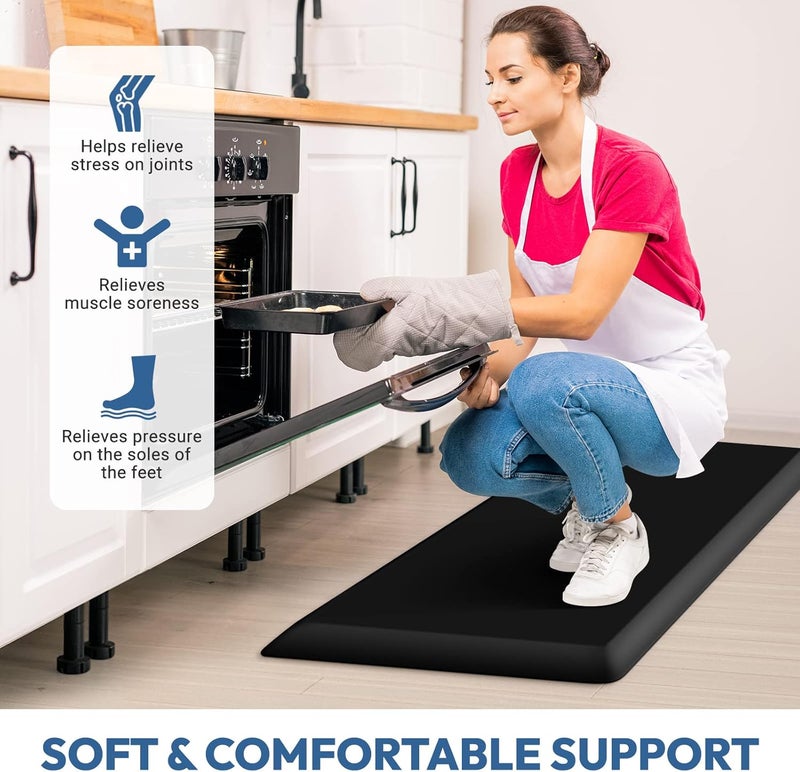 StepLively 4/5 Inch Thick Kitchen Mat - Cushioned Anti Fatigue Mats for Kitchen Floor - Easy to Clean, Waterproof, Non-Slip Kitchen Rug for Sink, Office, Kitchen (17''x39'' Black) - Image 4