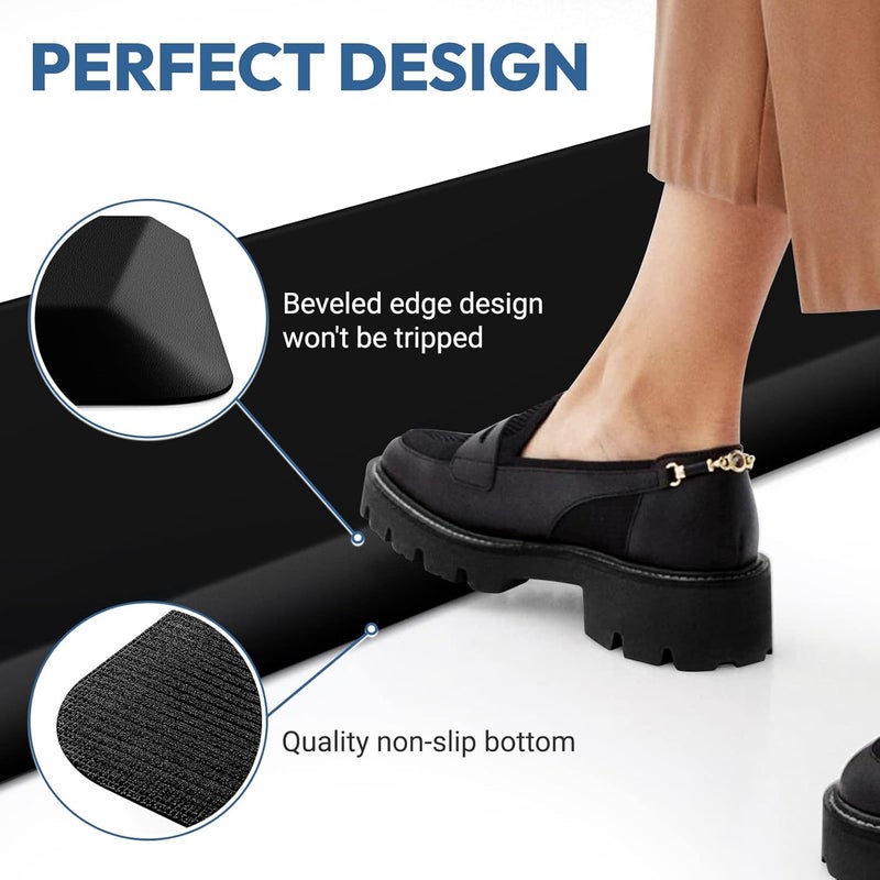 StepLively 4/5 Inch Thick Kitchen Mat - Cushioned Anti Fatigue Mats for Kitchen Floor - Easy to Clean, Waterproof, Non-Slip Kitchen Rug for Sink, Office, Kitchen (17''x39'' Black) - Image 5