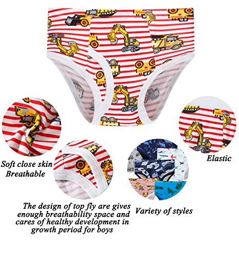 Boboking Little Boys Briefs Dinosaur Truck Toddler Kids Underwear (Pack of 6) 3T - Image 2