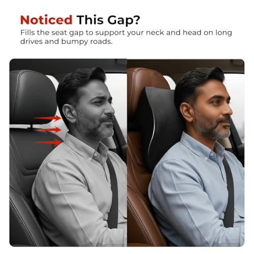Trajectory Car Neck Rest Pillow Memory Foam Cushion for Car Seat I Head Rest for Neck & Cervical Comfort for Men and Women Black (As seen on Shark Tank) - Image 3
