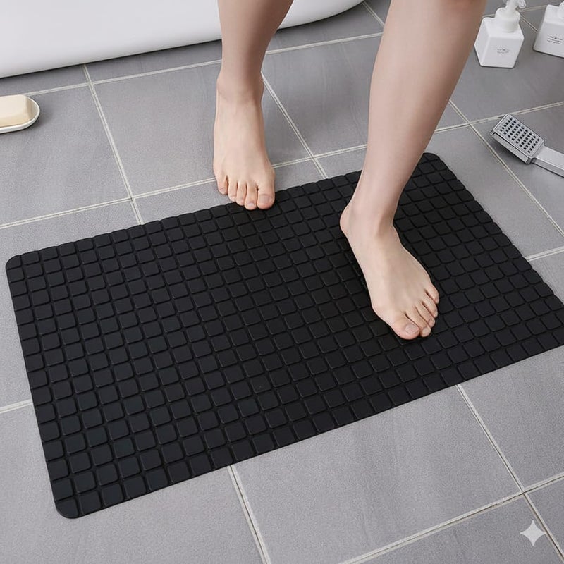 Premium Silicone Anti-Slip Bath Mat, 70x38 cm, Non-Toxic, Quick-Drying, Suction Cups, Shower and Tub Safety (Black) - Image 3