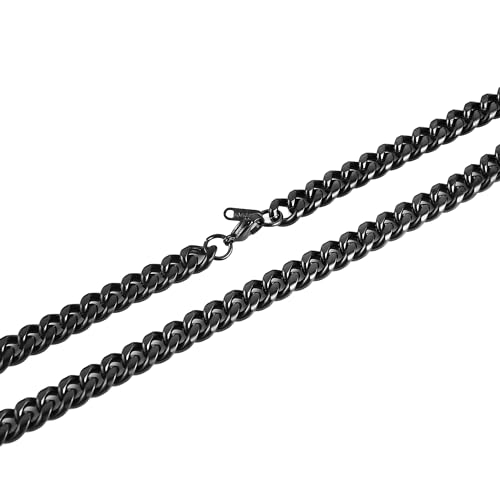 HZMAN 3.5mm Cuban Chain for Men Stainless Steel Men's Black Chain Diamond Cut Hip Hop Link Chains Necklace 16-30 Inch (18in) - Image 5