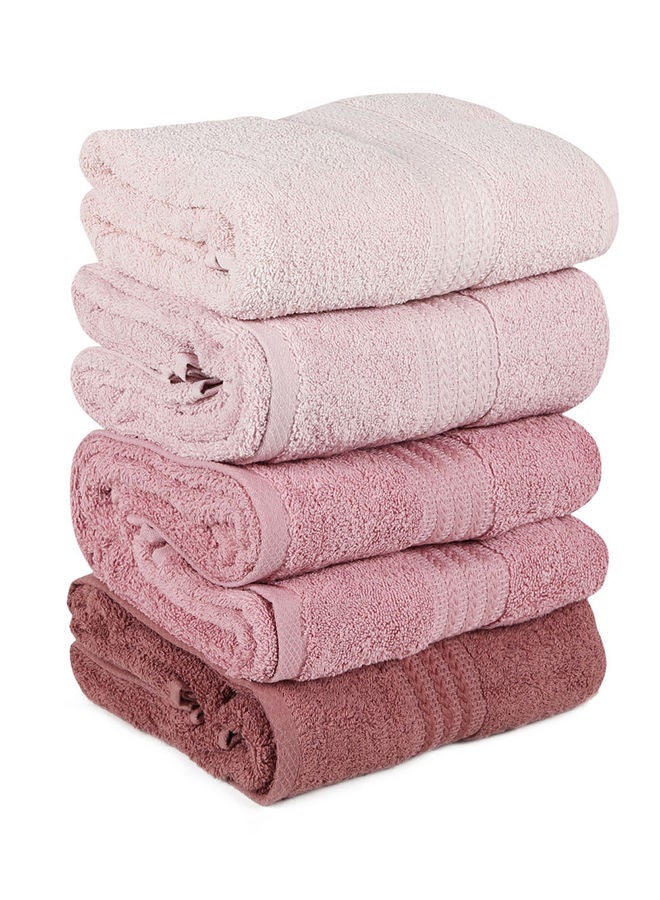 NIBEMINENT 4-Piece Bath Towel Set Pink/Dusty Rose/Light Pink 70x140centimeter - Image 1