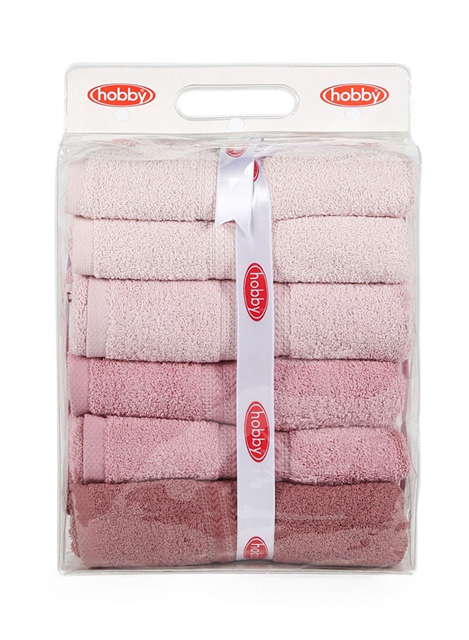 NIBEMINENT 4-Piece Bath Towel Set Pink/Dusty Rose/Light Pink 70x140centimeter - Image 4