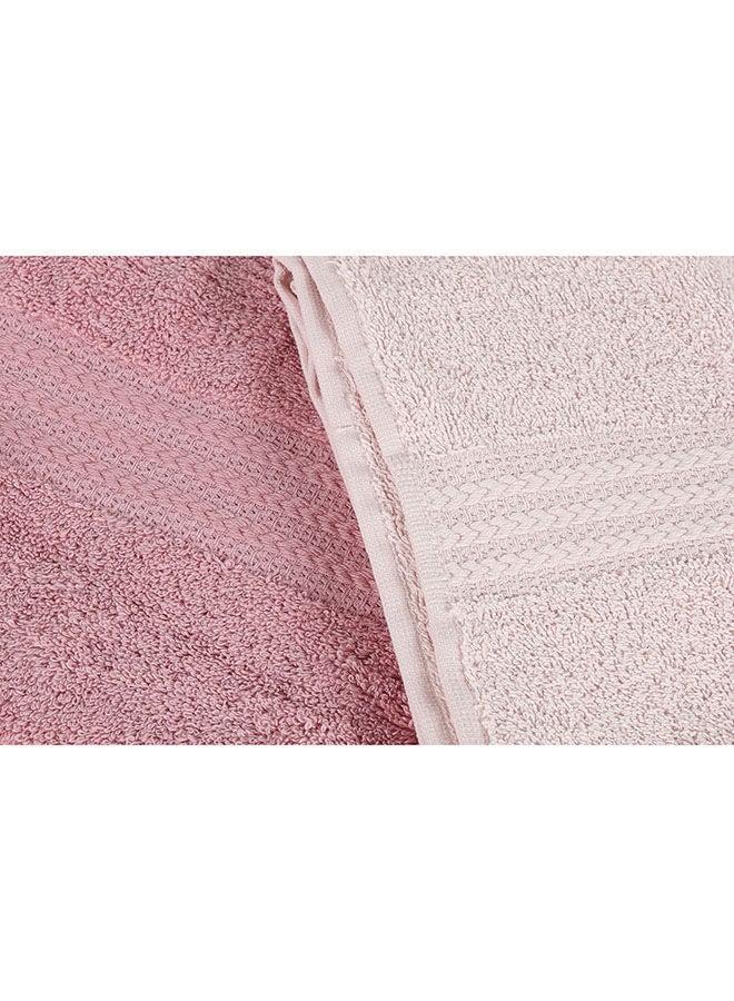 NIBEMINENT 4-Piece Bath Towel Set Pink/Dusty Rose/Light Pink 70x140centimeter - Image 2