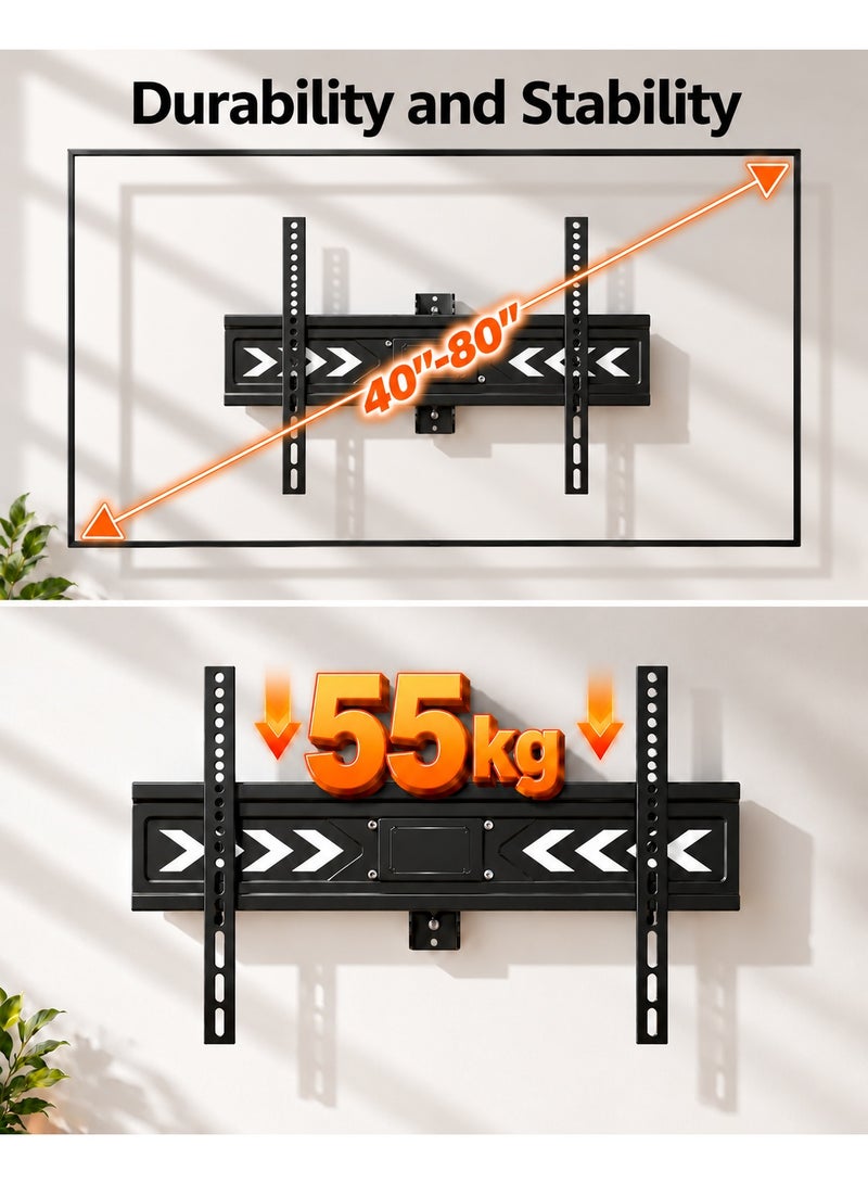 BEETEC Double Arms Swivel TV Wall Mount for 40"-80" Flat Panel TVs up to 55 kg/121 lbs, VESA up to 600x400mm, Full Motion, 475 mm Profile to Wall, Black | TF-LPA78-463 - Image 3
