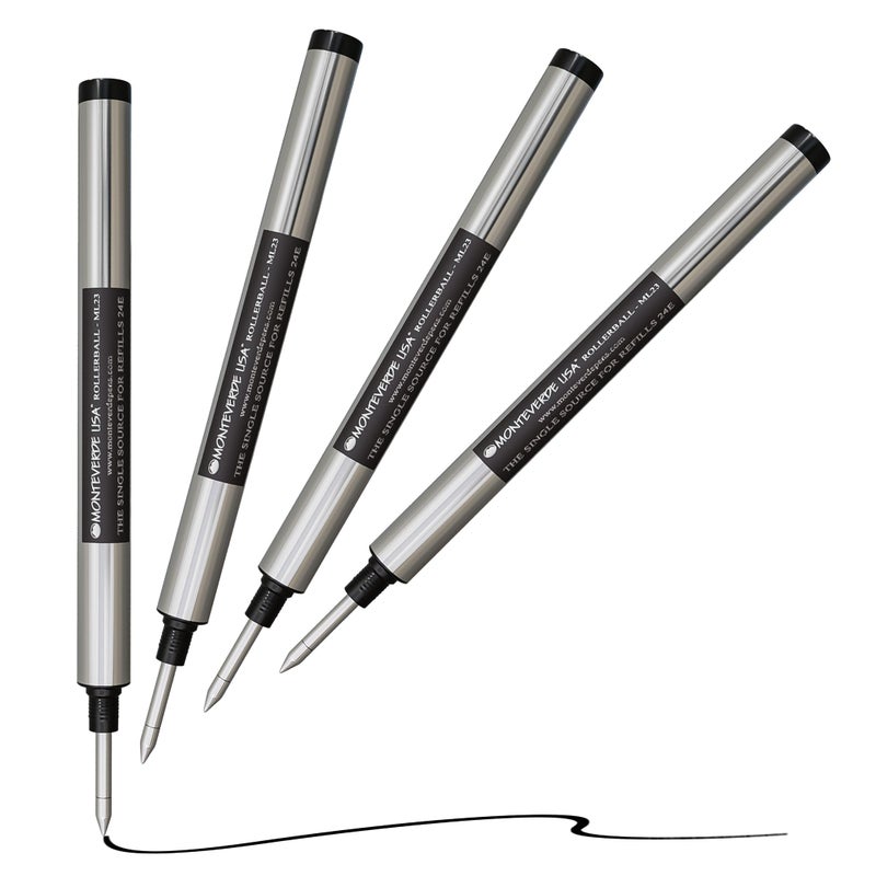 Monteverde Rollerball Refills to Fit Montblanc Rollerball LeGrand Medium Point Black Ink 4Pack Tube Smooth Professional Writing - Image 2
