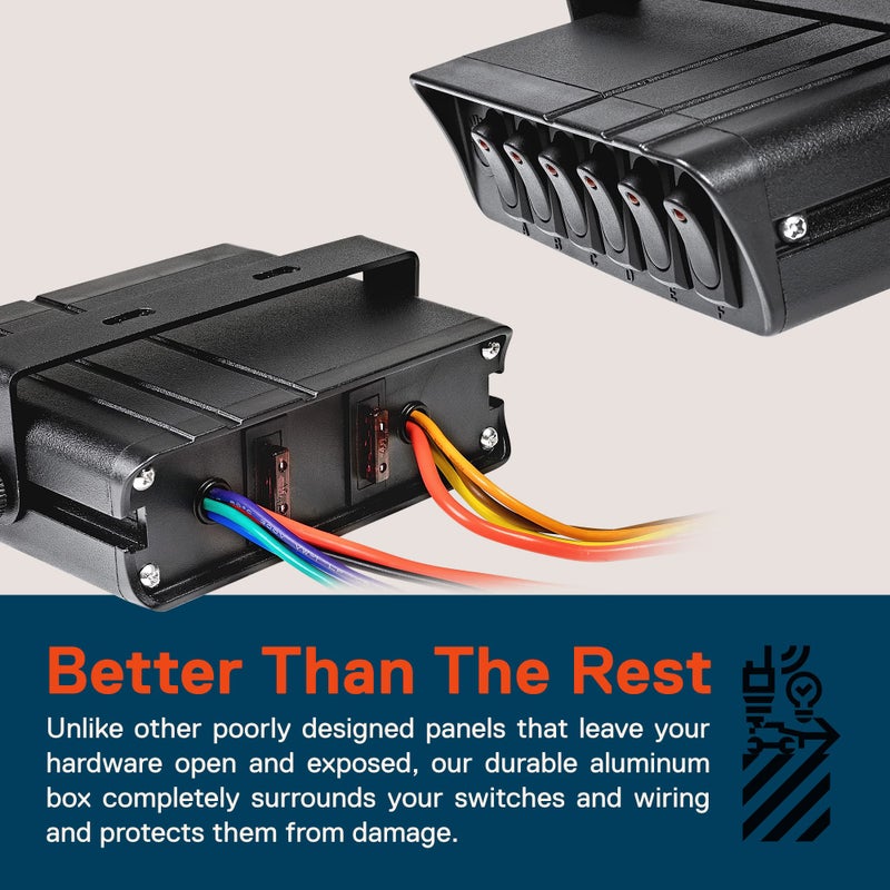 ONLINE LED STORE صندوق مفاتيح روكر 6-عصا 12 فولت من True Mods [40 أمبير كحد أقصى] [أسلاك 12 AWG] [12 فولت DC] لوحة مفاتيح روكر SPST تشغيل/إيقاف للسيارات والمركبات البحرية والشاحنات والمزيد - Image 4