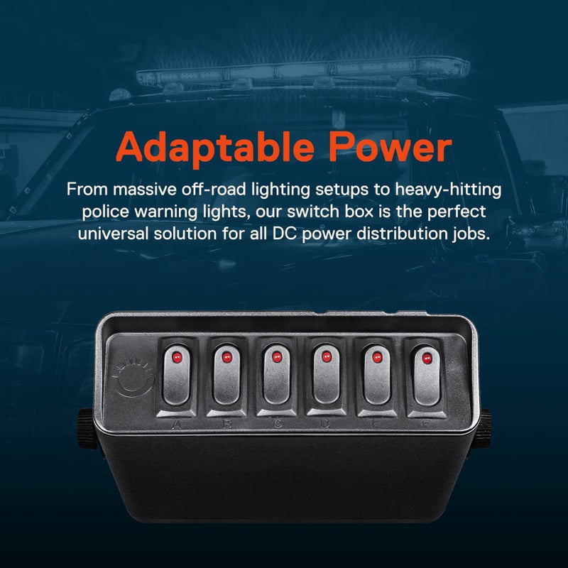 ONLINE LED STORE صندوق مفاتيح روكر 6-عصا 12 فولت من True Mods [40 أمبير كحد أقصى] [أسلاك 12 AWG] [12 فولت DC] لوحة مفاتيح روكر SPST تشغيل/إيقاف للسيارات والمركبات البحرية والشاحنات والمزيد - Image 2