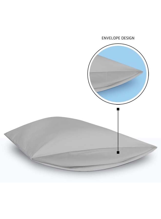 RocketLinen Queen Light Grey 400 Thread Count 4 Piece Sheet Set Flat Sheet Fitted Sheet & 2 Pillowcase 100% Long Staple Cotton Sateen Weave Hotel Style (Queen) - Image 3