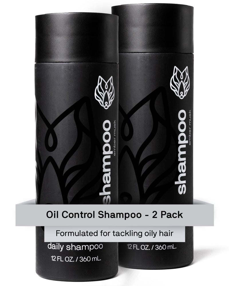 Black Wolf 2-Pack Mens Shampoo for Oily Hair, 12 Fl Oz - Charcoal-Infused Oil Control Shampoo with Moisturizing & Deep Cleansing Formula Hydrates & Nourishes Scalp - Daily Hair Care for Men - Image 1