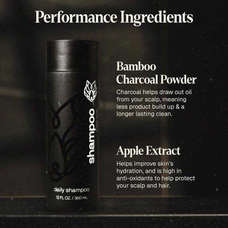 Black Wolf 2-Pack Mens Shampoo for Oily Hair, 12 Fl Oz - Charcoal-Infused Oil Control Shampoo with Moisturizing & Deep Cleansing Formula Hydrates & Nourishes Scalp - Daily Hair Care for Men - Image 4