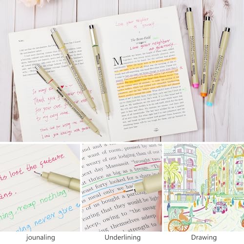 KOUSICOO Muchcute Micro Fineliner Drawing Art Pens: 20 Set (12 Colors & 8 Black) Extra Fine Line Waterproof Ink Artist Supplies Archival Inking Ultra Thin Markers Sketch Sketching Watercolor Zentangle Stuff - Image 5