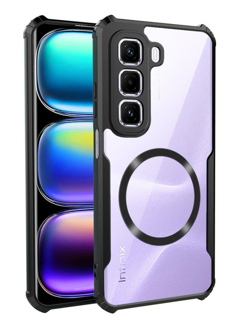 [1+1 Sets] For Infinix Hot 50 Pro+ 4G Case & Screen Protector Magnetic Suction Car Phone Case with Anti Drop Function High Transmittance Glass Scratch Resistant Tempered Glass