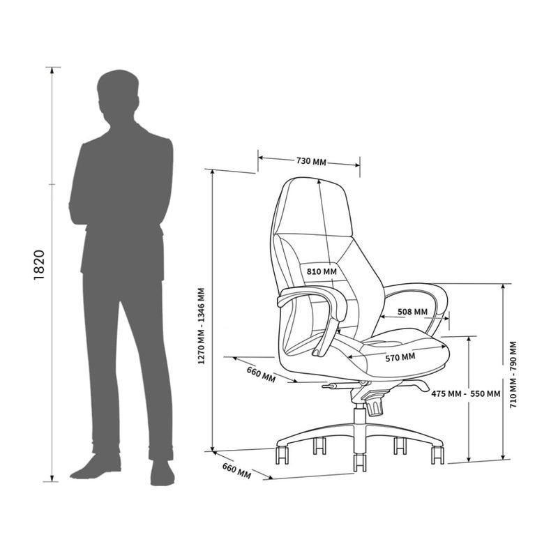 MAKE MY CHAIRS.COM Make My Chairs BOSS High Back Half Leatherette Back 5 Star Strong Aluminium Base 3 Years Warranty Boss Chair Executive Chair Directors MD Chairs Brown  - Image 2