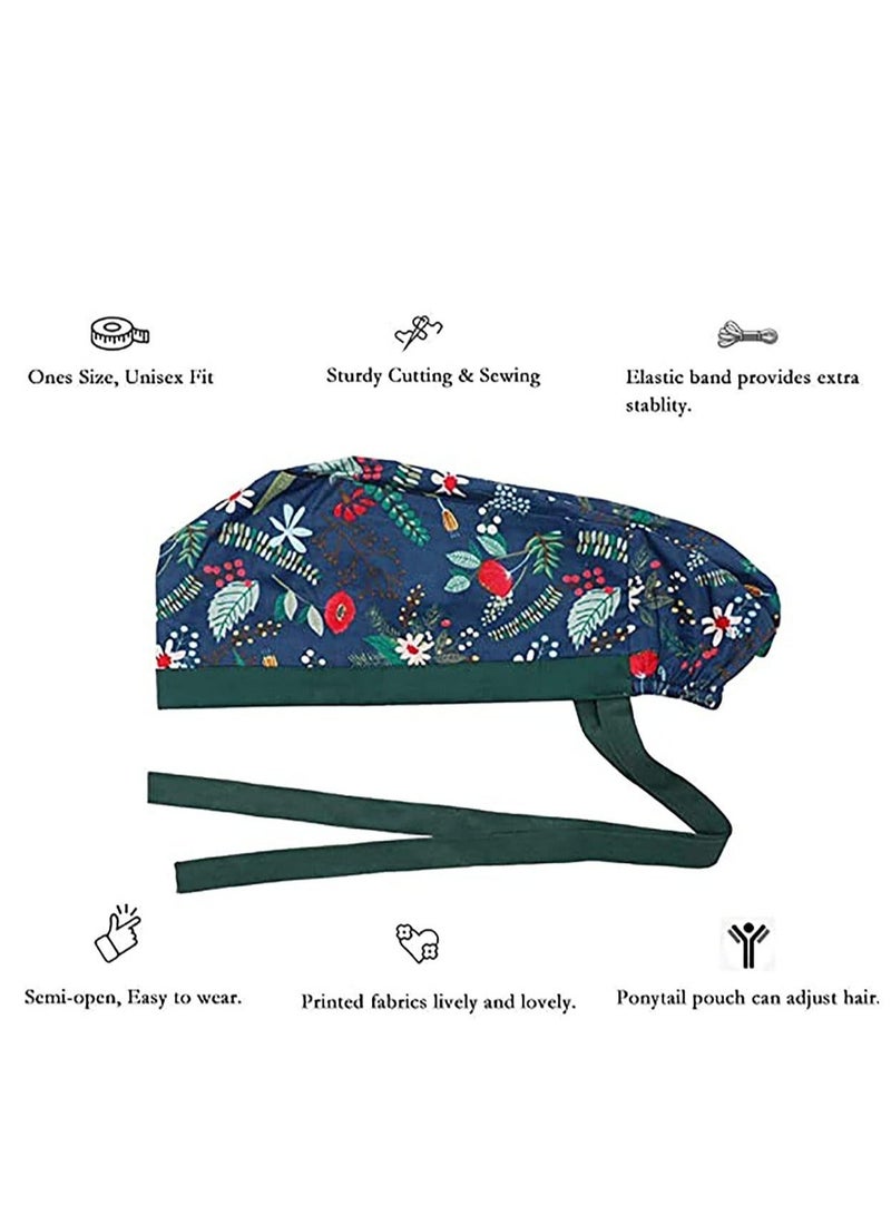 Home Working Cap with Buttons and Sweatband Adjustable Ribbon Tie Ponytail Hats for Women, Long Hair Head Covers Hair Caps - Image 5