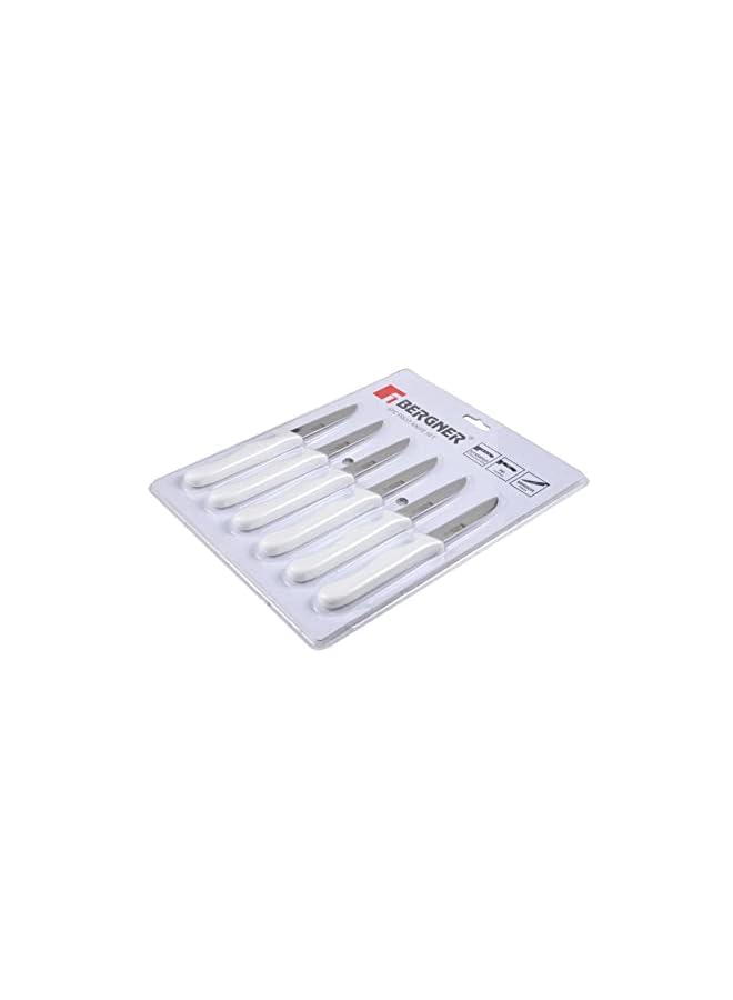BERGNER طقم سكاكين فواكه من الفولاذ المقاوم للصدأ 6 قطع، لون أبيض، BG39901WH - Image 4
