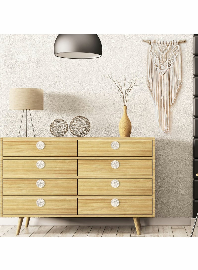 Cobest Wooden Drawer Knobs, Rattan Dresser Knobs Round Handmade Wicker Woven and Screws for Boho Furniture Knobs Cabinets Dresser Handles Hardware Pulls Cabinet Knobs (Wood Color (35*30mm)) - Image 4