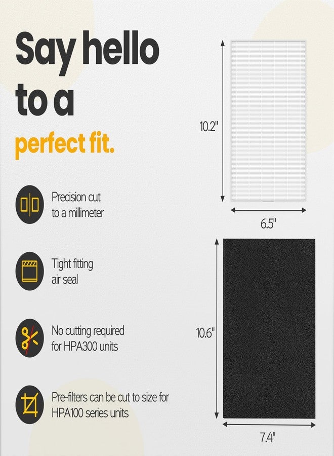 isinlive HPA100 HEPA Filter Replacement HRF-ARVP100 for Honeywell HPA100 Series Air Purifier, HPA094, HPA104, HPA105 HPA3100, HPA5100 Series, 2 HEPA R and 8 Precut Carbon Pre-Filters A - Image 4