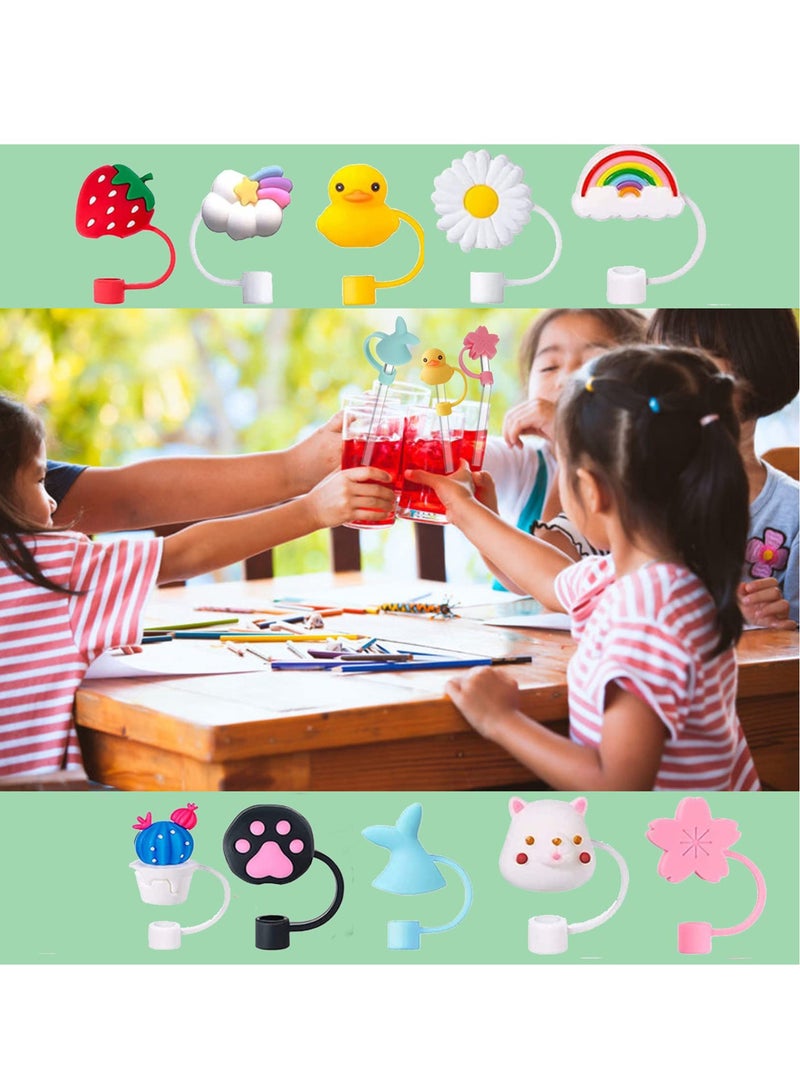 SYOSI Reusable Silicone Straw Tips Cover, 10Pack Silicone Straw Tip Covers Portable Cute Straw Caps Covers Home Kitchen Accessories for 6 to 8 mm Straws - Image 4