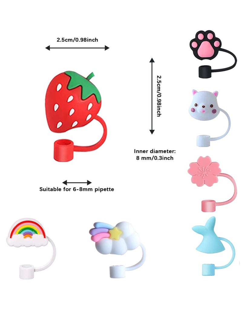 SYOSI Reusable Silicone Straw Tips Cover, 10Pack Silicone Straw Tip Covers Portable Cute Straw Caps Covers Home Kitchen Accessories for 6 to 8 mm Straws - Image 3