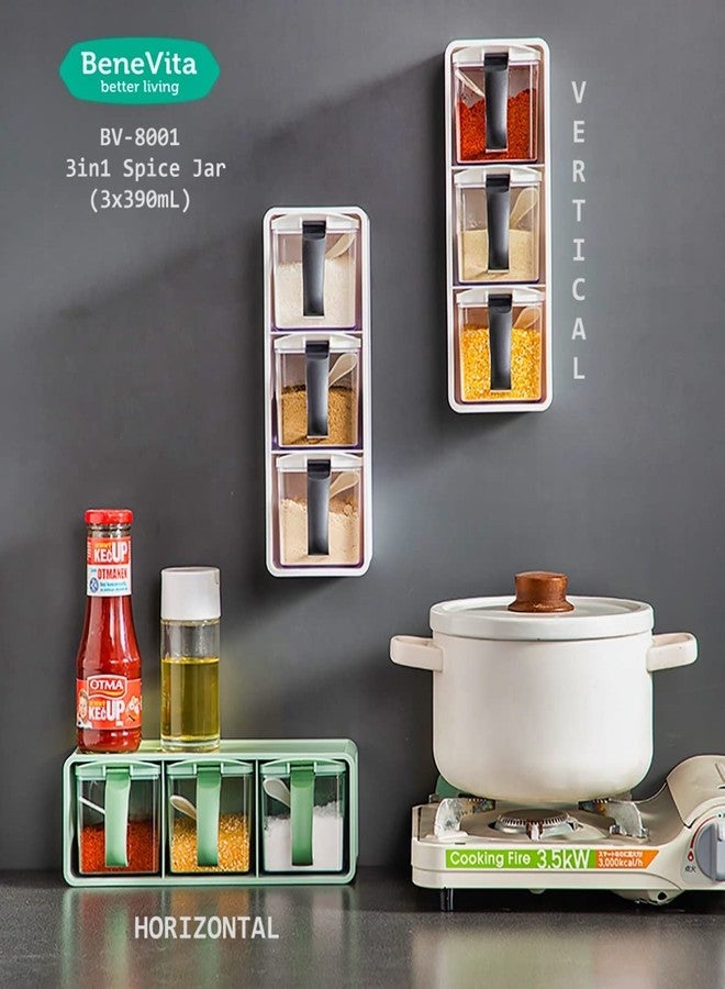 Yelofy Kitchen Spice Rack Holder Wall-Mounted Plastic Transparent Seasoning Box For Spice Sets, Seasoning Storage Container With Spoons For Spice, Salt, Sugar, Hanging Shelves - Image 3