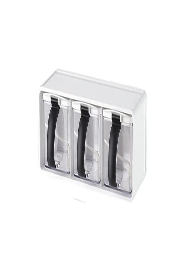 Yelofy Kitchen Spice Rack Holder Wall-Mounted Plastic Transparent Seasoning Box For Spice Sets, Seasoning Storage Container With Spoons For Spice, Salt, Sugar, Hanging Shelves - Image 1
