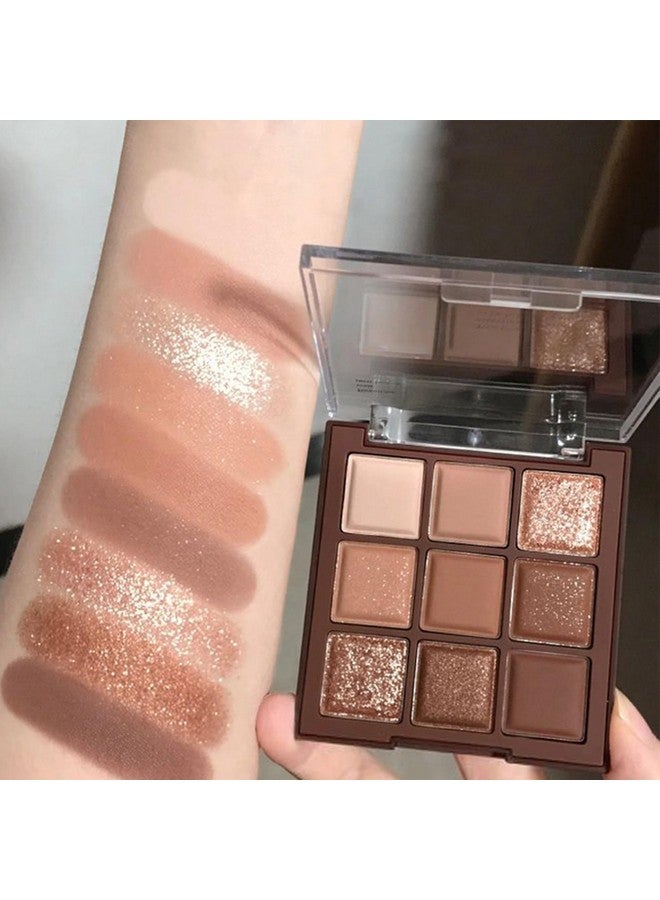 Erinde 9 Colors Eyeshadow Palette, Matte Shimmer Glitter Eye Shadow Palette Makeup, Highly Pigmented Long Lasting Waterproof, Natural Neutral Nude Eyeshadow Makeup Pallet, Chocolate Brown - Image 2