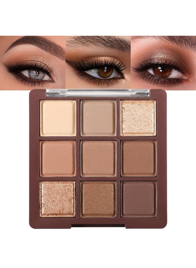 Erinde 9 Colors Eyeshadow Palette, Matte Shimmer Glitter Eye Shadow Palette Makeup, Highly Pigmented Long Lasting Waterproof, Natural Neutral Nude Eyeshadow Makeup Pallet, Chocolate Brown - Image 1