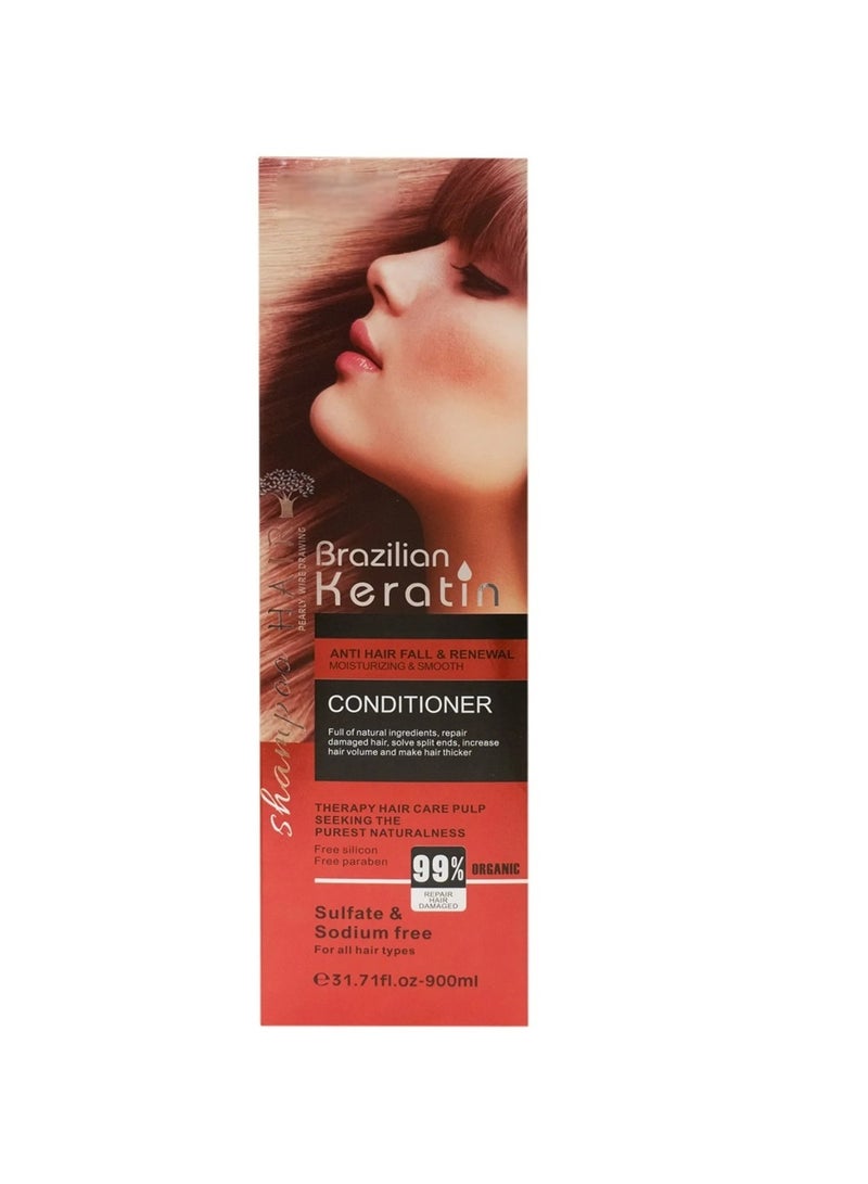 بلسم الكيراتين البرازيلي 900 مل | خالٍ من الكبريتات والصوديوم | عناية مغذية بعمق، مضادة للتجعد، وشعر ناعم ولامع - Image 2