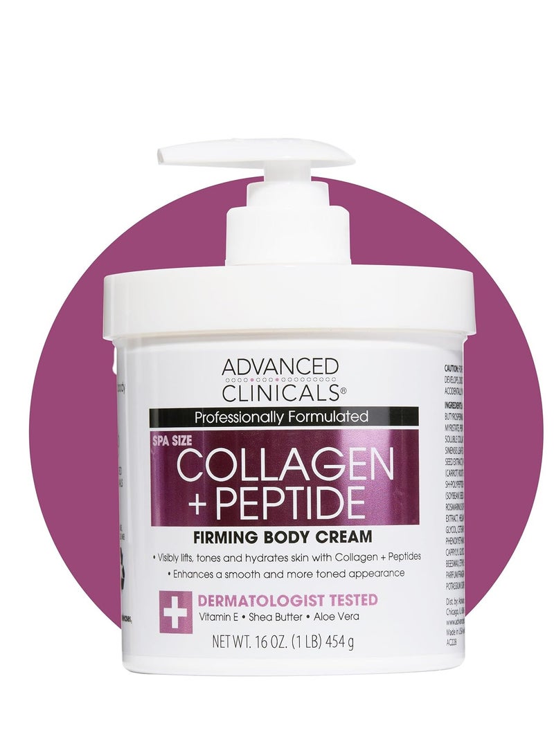 Advanced Clinicals Collagen Peptides Body Lotion & Face Moisturizer | Peptide Infused Collagen Lotion For Women & Men Helps Improve Look Of Crepey Skin, Wrinkles, & Uneven Dry Skin Texture, 16 Ounce - Image 1