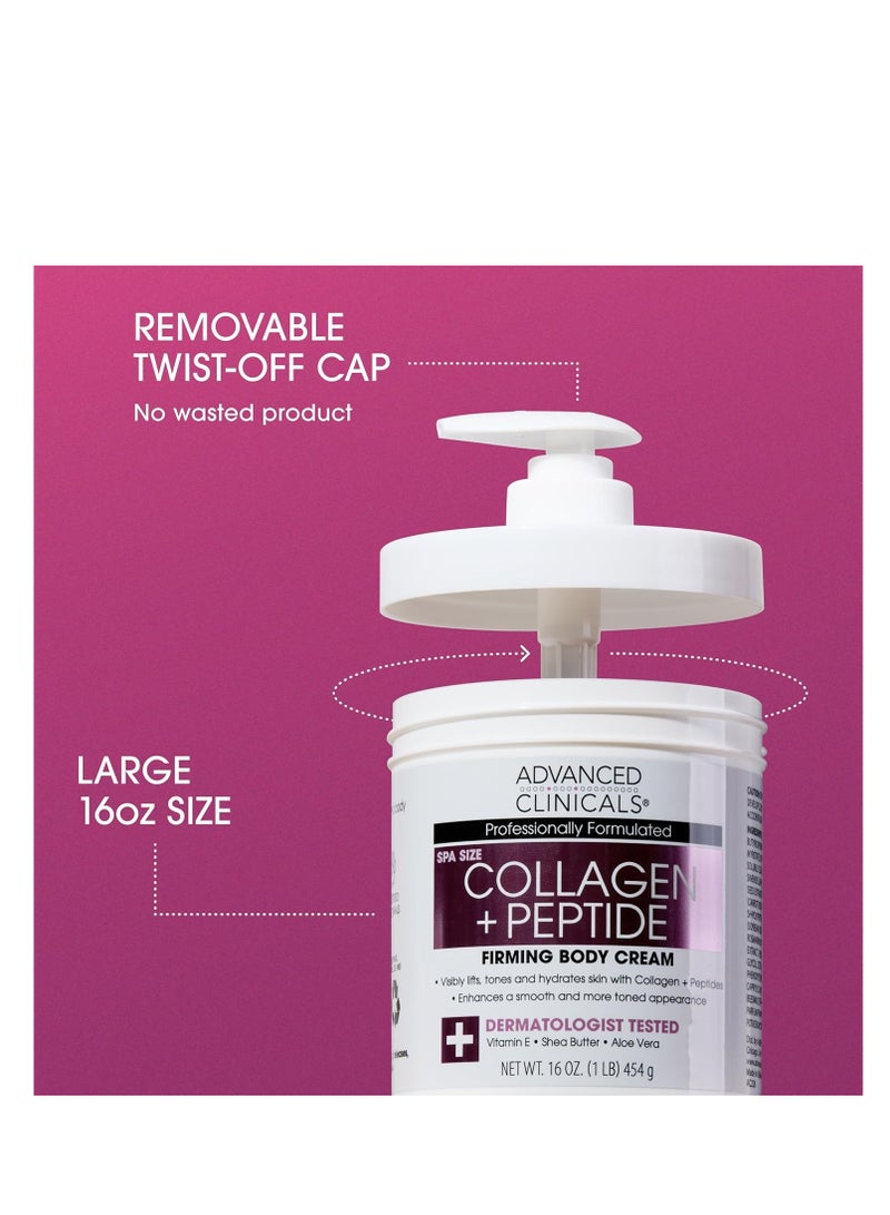 Advanced Clinicals Collagen Peptides Body Lotion & Face Moisturizer | Peptide Infused Collagen Lotion For Women & Men Helps Improve Look Of Crepey Skin, Wrinkles, & Uneven Dry Skin Texture, 16 Ounce - Image 3