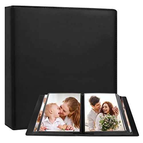 Aevdor 8x10 Photo Album 168 Pockets Holds 168 Photos, Large Capacity Leather Cover Family Wedding Baby Photo Book for 8 x 10 Pictures, Photo Album 8x10 with Black Inner Pages (Black) - Image 1