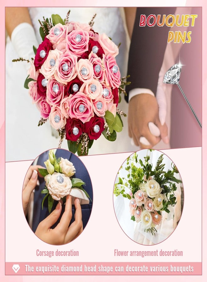 Kogyxe 400 Pcs Bouquet Pins Corsage Pins, 4 Styles Straight Pins Crystal Head Pearl Head Flower Pins for DIY Decoration, Wedding, Jewelry Flower Decoration - Image 3