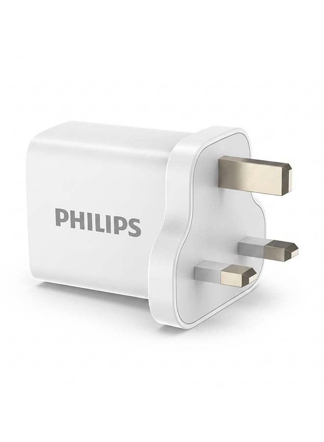 Philips 20W USB-C Fast Charger, Power Delivery (PD) Adapter for iPhone 16/15/14/13/12, Samsung Galaxy S25/S24/S23, Travel Charger, DLP2629CW/05, White white - Image 1