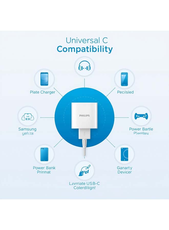 Philips 20W USB-C Fast Charger, Power Delivery (PD) Adapter for iPhone 16/15/14/13/12, Samsung Galaxy S25/S24/S23, Travel Charger, DLP2629CW/05, White white - Image 4